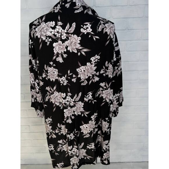 Spiritual Gangster Black Floral Kimono Swim Suit Lightweight Coverup -sz OS - Picture 3 of 6